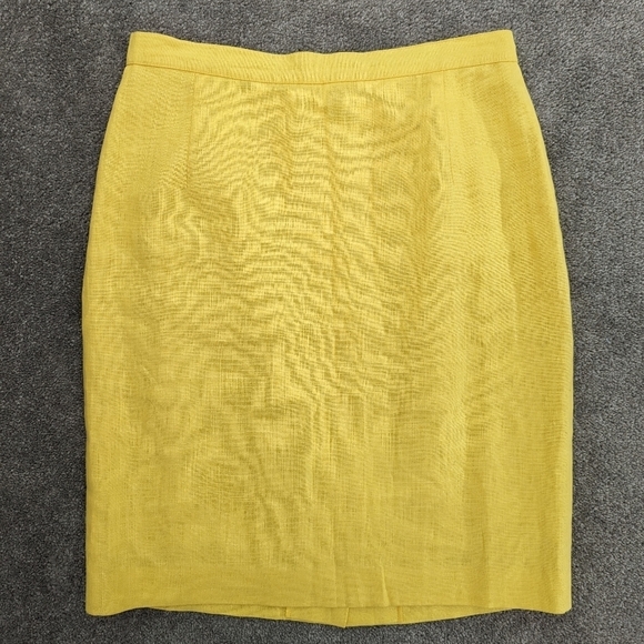 CACHAREL solid yellow color linen knee high pencil skirt size 10 - Picture 1 of 14